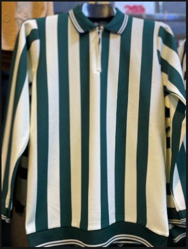 Men’s Striped Polo Collar Sweatshirt – Long Sleeve Casual Pullover Shirt for Men – Stylish Winter Wear