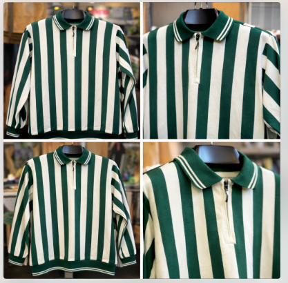 Men’s Striped Polo Collar Sweatshirt – Long Sleeve Casual Pullover Shirt for Men – Stylish Winter Wear